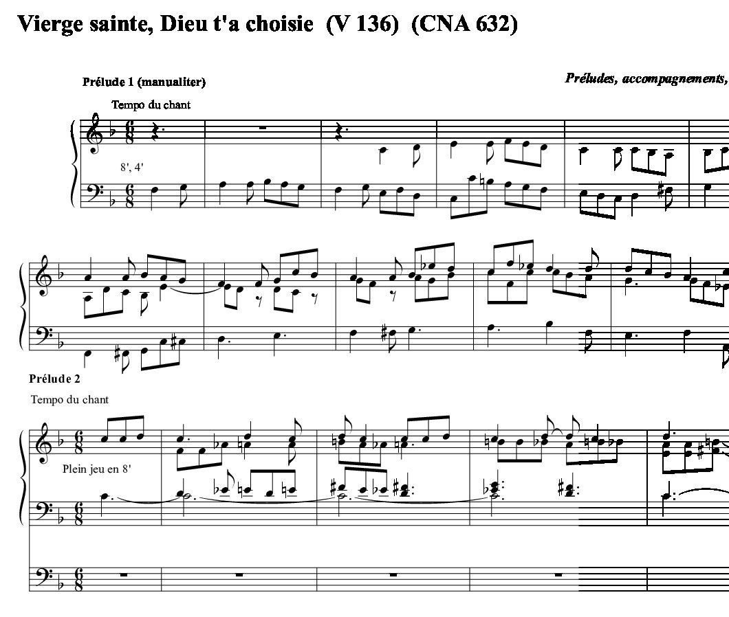 Vierge sainte, Dieu t'a choisie (V 136) partition pour orgue