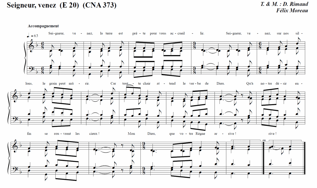 Seigneur, venez (E 20) (CNA 373) Félix Moreau